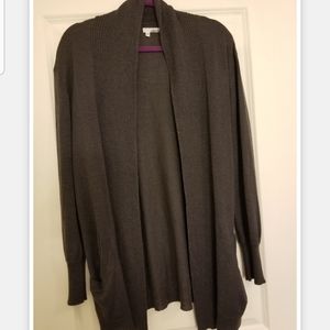 Gray Cardigan Sweater with Pockets